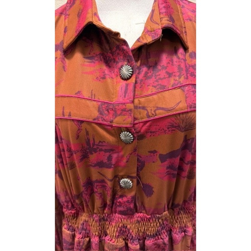 2 Fly Co. The Cimmaron Dress Button Smocked Waist Midi Dress XL New - Picture 2 of 8